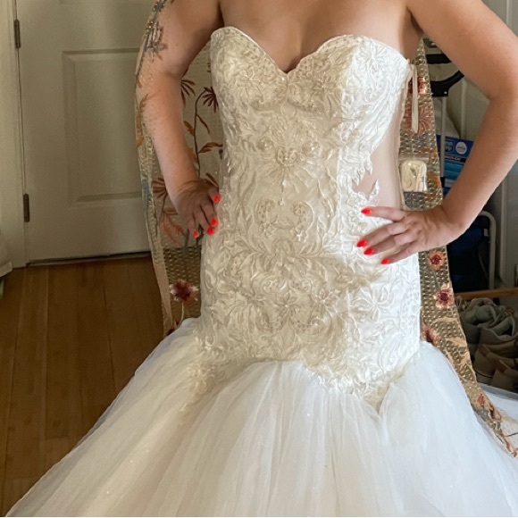 Mermaid Strapless White Wedding Dress NWOT - Picture 1 of 5